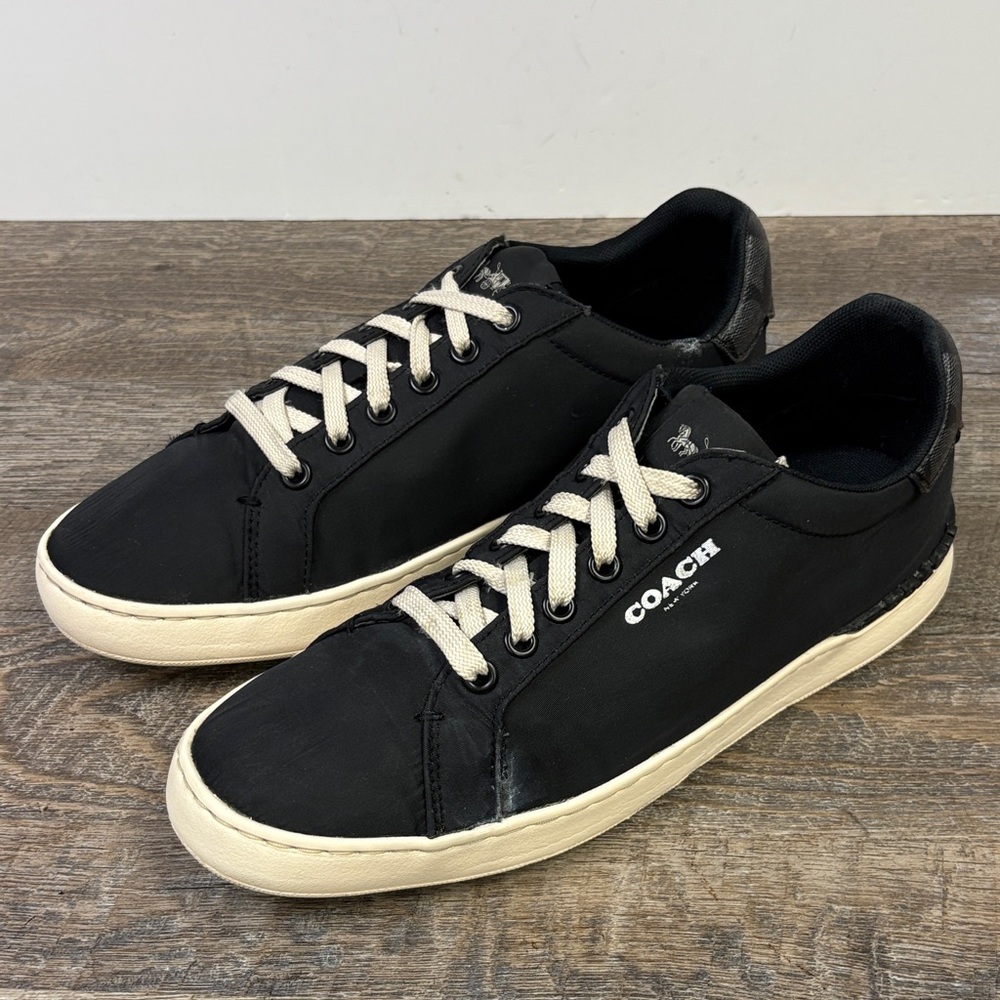 🖤 COACH Men’s Black Clip  Low-Top Sneakers Size 10